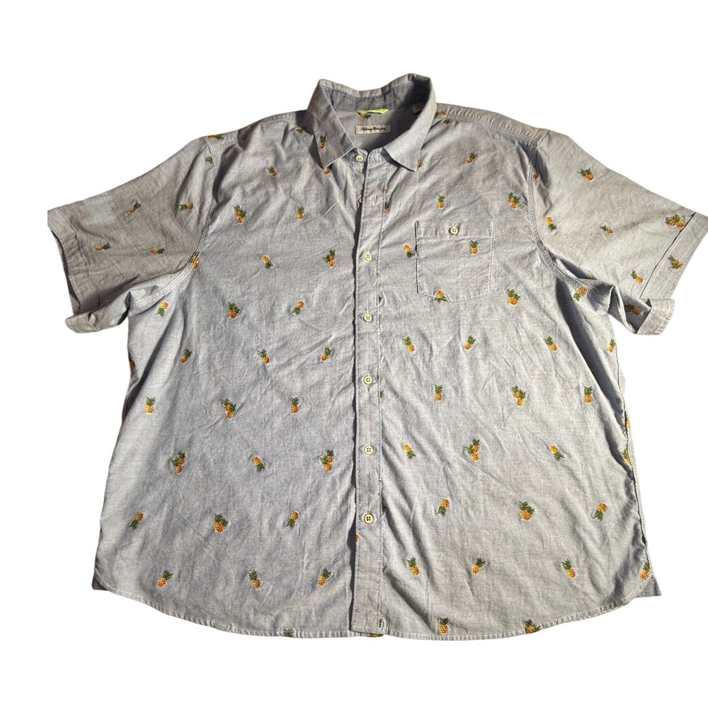 Tommy Bahama Mens 2XLB Blue Embroidered Pineapple Short Sleeve Shirt-1036